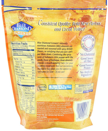 Product image of Blue Diamond Almonds Habanero BBQ Flavored Snack Nuts 16 oz 16 oz Pack of 3