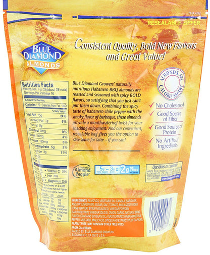 Product image of Blue Diamond Almonds Habanero BBQ Flavored Snack Nuts 16 oz 16 oz Pack of 3
