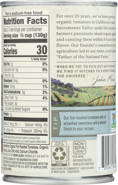 Product image of Muir Glen Organic Diced Fire Roasted Tomato No Salt 14.5 oz 14.5 oz Pack of 12