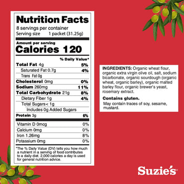 Product image of SUZIE'S Organic Saltines Salt and Extra Virgin Olive Oil Flavor Salted Crackers Pack 8.8 oz 8.8 oz