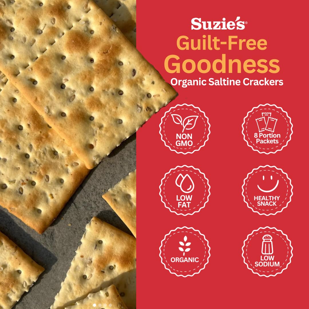 Product image of SUZIE'S Organic Saltines Salt and Extra Virgin Olive Oil Flavor Salted Crackers Pack 8.8 oz 8.8 oz
