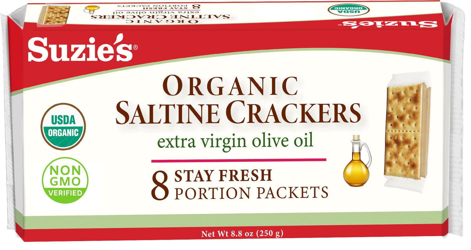 Product image of SUZIE'S Organic Saltines Salt and Extra Virgin Olive Oil Flavor Salted Crackers Pack 8.8 oz 8.8 oz