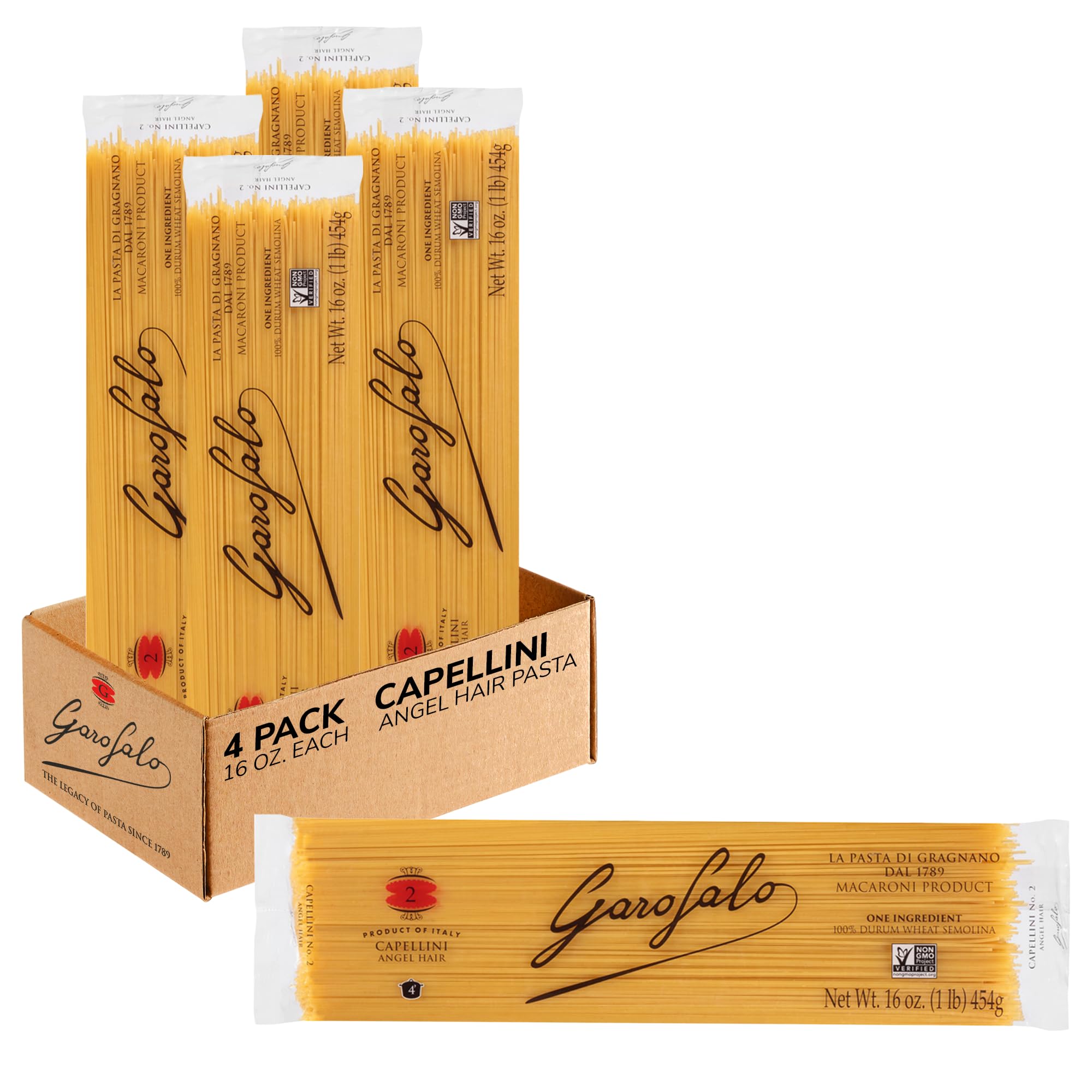 Product image of GAROFALO Premium Durum Wheat Semolina Capellini Angel Hair Pasta Italian Made Bronze-Drawn Al-Dente