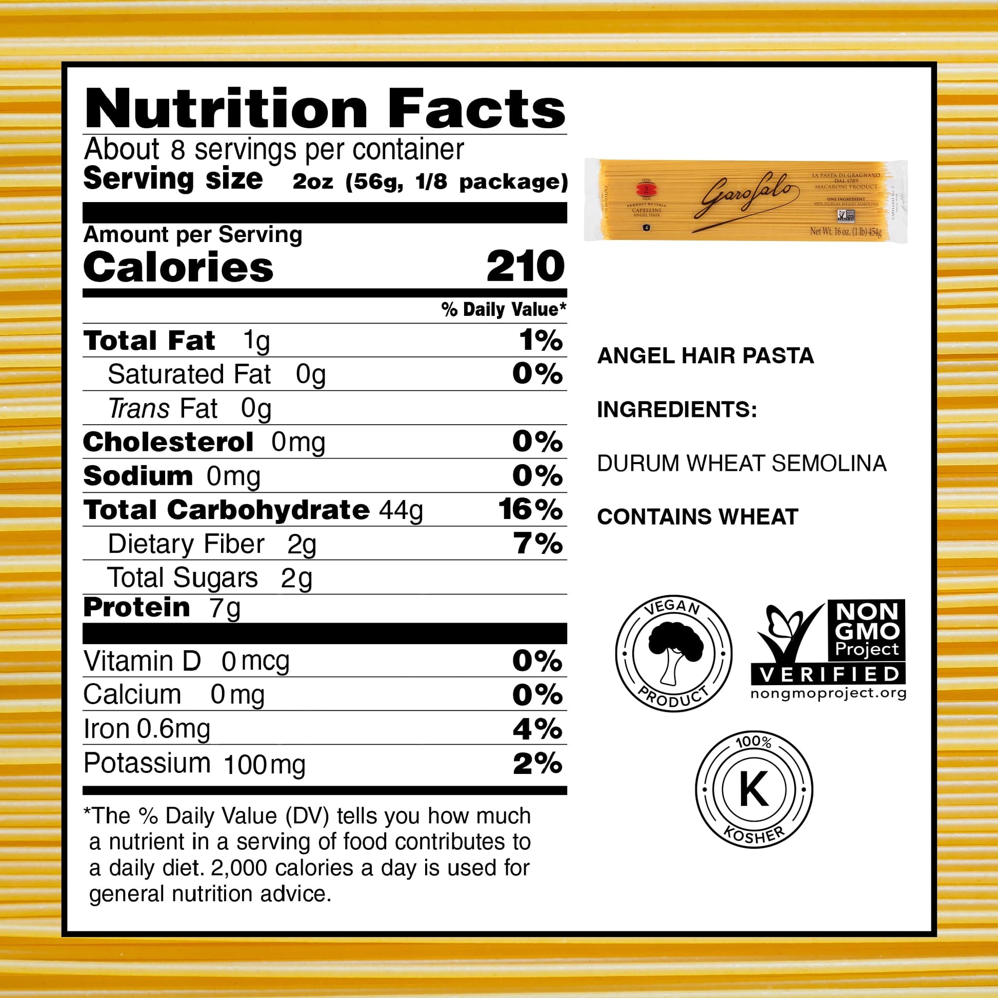 Product image of GAROFALO Premium Durum Wheat Semolina Capellini Angel Hair Pasta Italian Made Bronze-Drawn Al-Dente