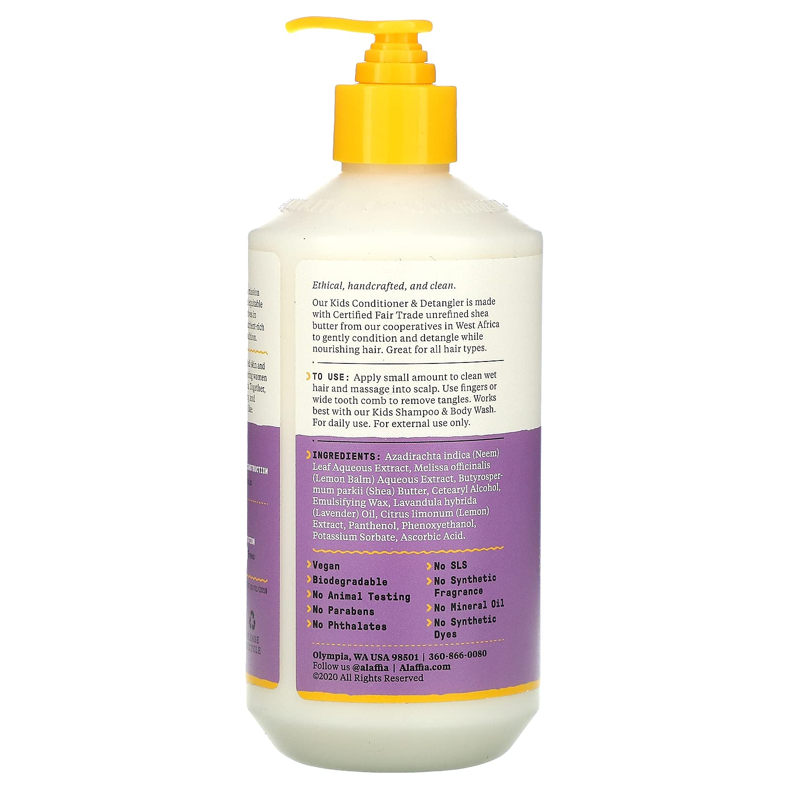 Product image of Alaffia Kids Conditioner and Detangler Lemon Lavender Gently Conditions and Detangles Suitable for All Hair