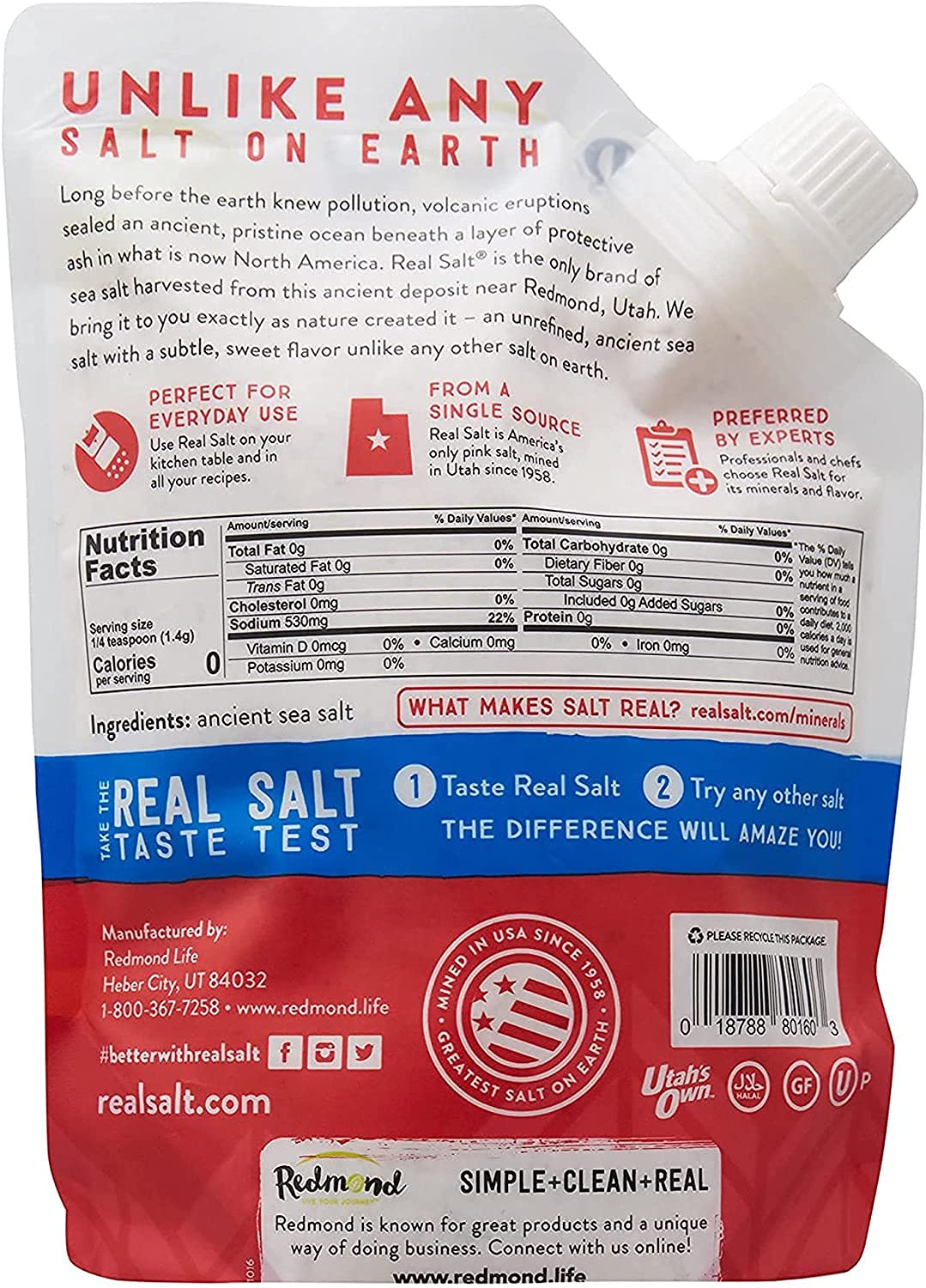 Product image of Redmond Real Kosher Salt Pouch 16 oz 16 oz Pack of 3