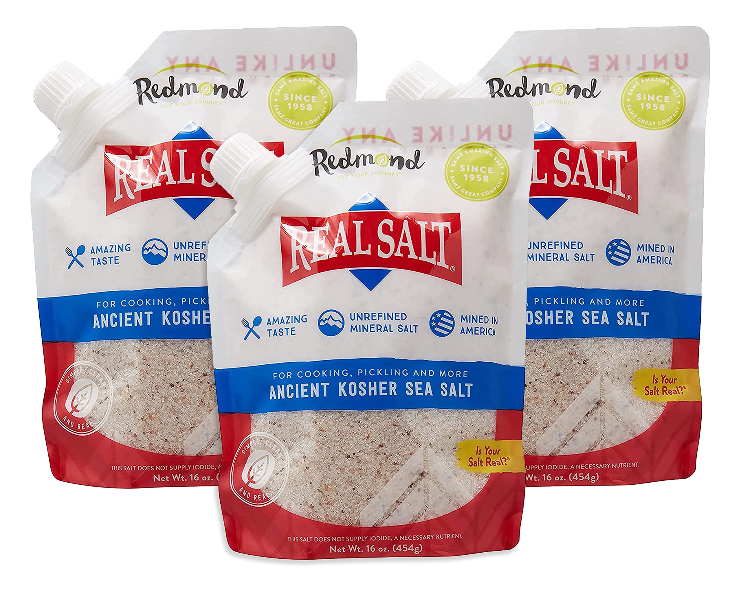 Product image of Redmond Real Kosher Salt Pouch 16 oz 16 oz Pack of 3