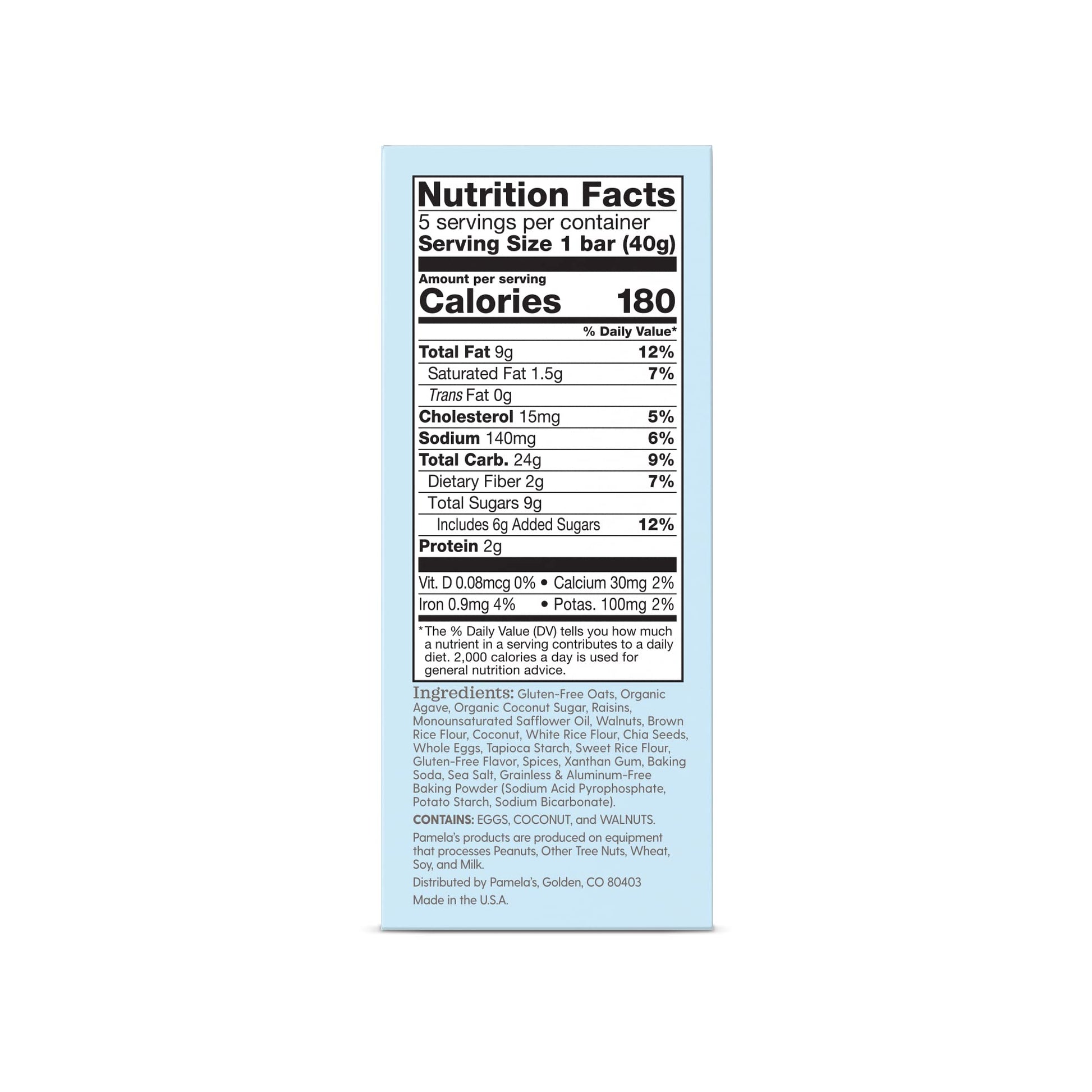 Product image of Pamela's Products Gluten Free Whenever Bars Raisin Walnut Spice Snack Food Bar 30 ct 42.3 oz 42.3 oz Pack of