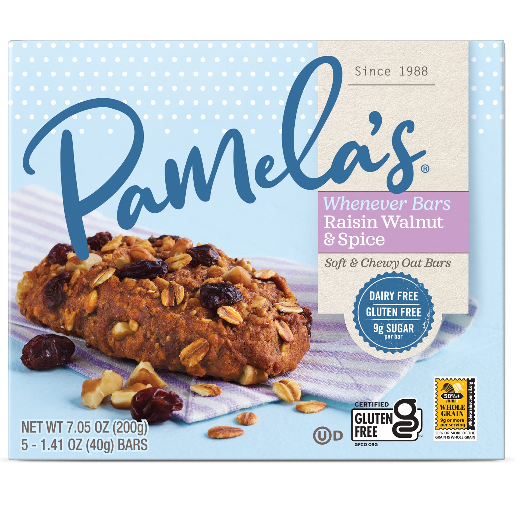 Product image of Pamela's Products Gluten Free Whenever Bars Raisin Walnut Spice Snack Food Bar 30 ct 42.3 oz 42.3 oz Pack of
