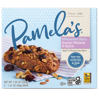 Product image of Pamela's Products Gluten Free Whenever Bars Raisin Walnut Spice Snack Food Bar 30 ct 42.3 oz 42.3 oz Pack of