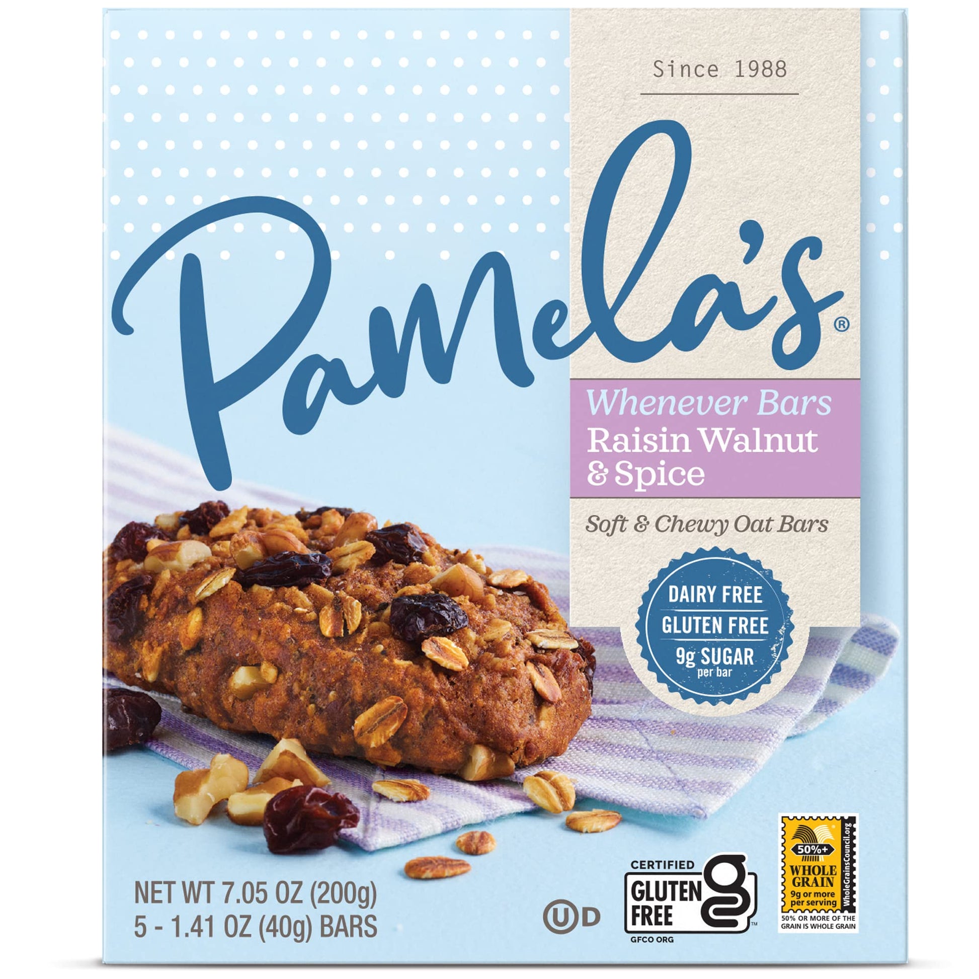 Product image of Pamela's Products Gluten Free Whenever Bars Raisin Walnut Spice Snack Food Bar 30 ct 42.3 oz 42.3 oz Pack of