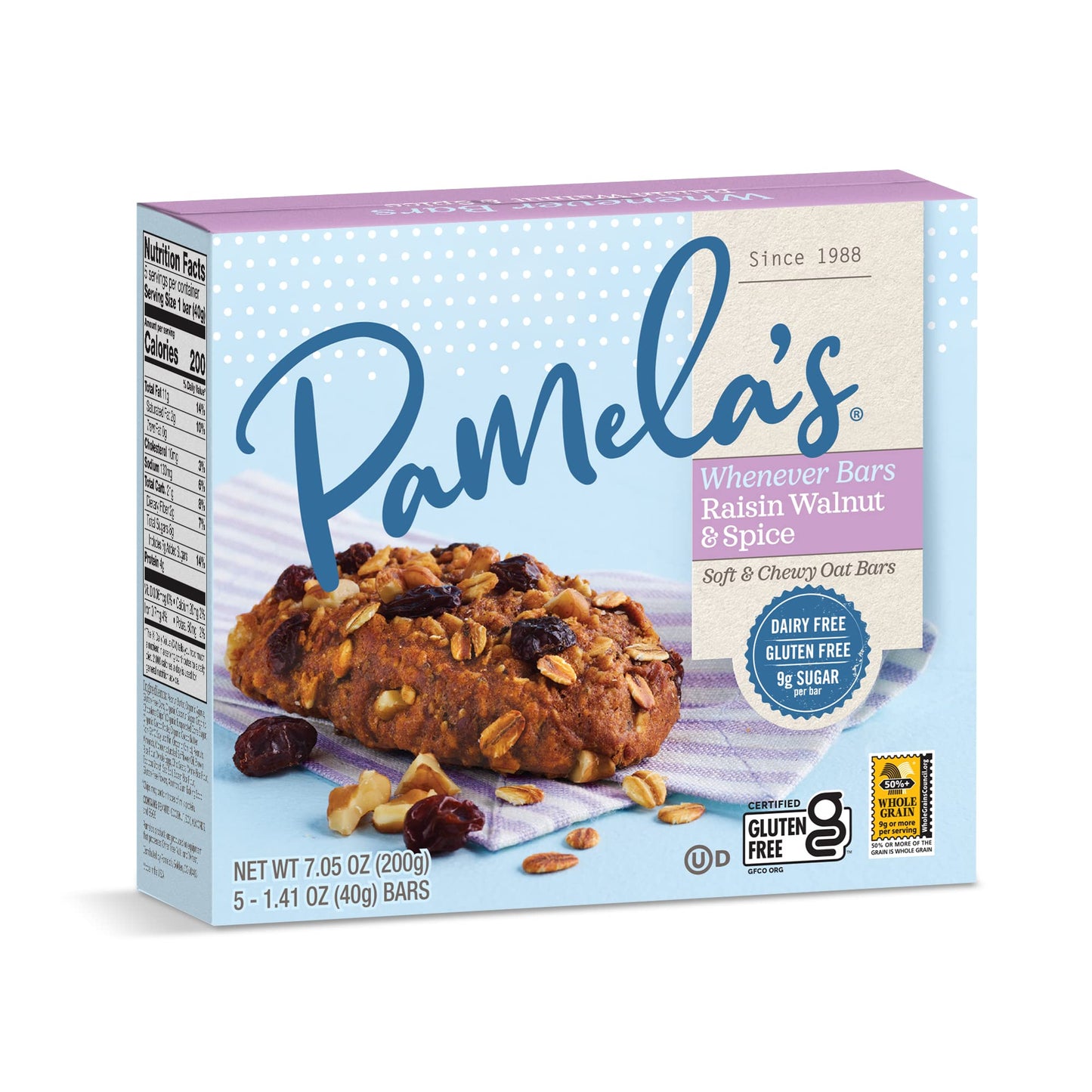 Product image of Pamela's Products Gluten Free Whenever Bars Raisin Walnut Spice Snack Food Bar 30 ct 42.3 oz 42.3 oz Pack of