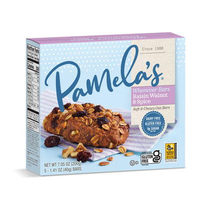 Product image of Pamela's Products Gluten Free Whenever Bars Raisin Walnut Spice Snack Food Bar 30 ct 42.3 oz 42.3 oz Pack of