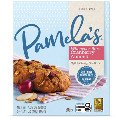 Product image of Pamela's Products Gluten Free Whenever Bars Cranberry Almond 5 ct Box 7.05 oz 7.05 oz Pack of 6