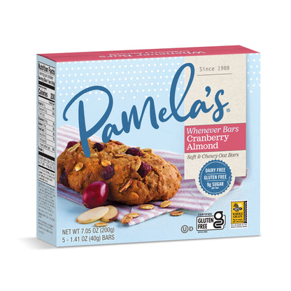 Product image of Pamela's Products Gluten Free Whenever Bars Cranberry Almond 5 ct Box 7.05 oz 7.05 oz Pack of 6