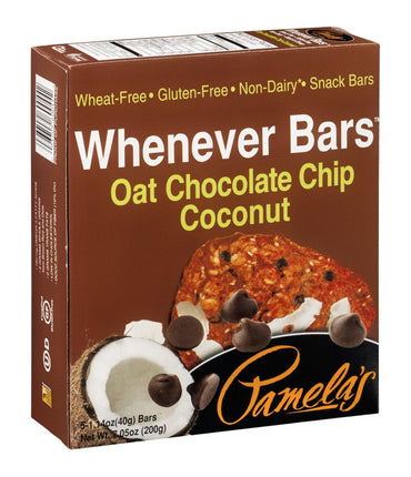 Product image of Pamela's Products Gluten Free Whenever Bars Oat Chocolate Chip Coconut 5 ct 7.05 oz 7.05 oz Pack of 6