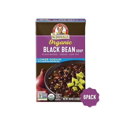 Product image of Dr. McDougall's Right Foods Organic Lower Sodium Black Bean Soup 18 Fluid oz Pack of 6