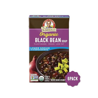 Product image of Dr. McDougall's Right Foods Organic Lower Sodium Black Bean Soup 18 Fluid oz Pack of 6