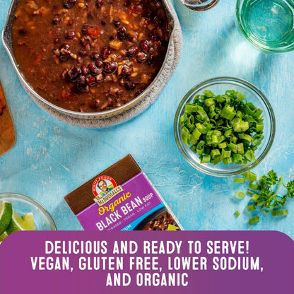 Product image of Dr. McDougall's Right Foods Organic Lower Sodium Black Bean Soup 18 Fluid oz Pack of 6