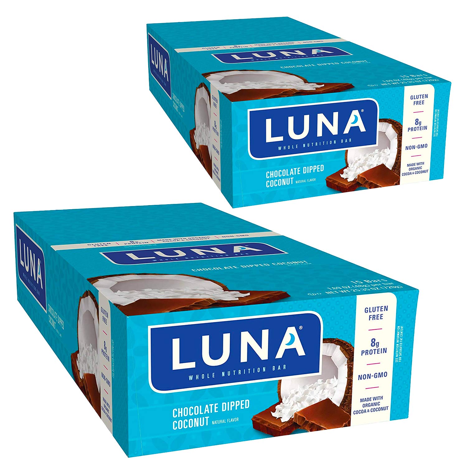 Product image of CLIF Bar LUNA BAR Gluten Free Snack Bars Chocolate Dipped Coconut Flavor Protein Non-GMO Plant-Based