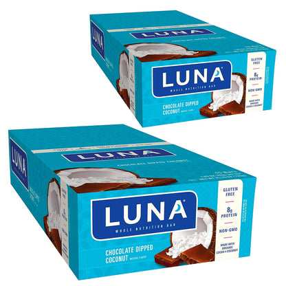 Product image of CLIF Bar LUNA BAR Gluten Free Snack Bars Chocolate Dipped Coconut Flavor Protein Non-GMO Plant-Based