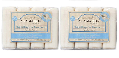 Product image of A LA MAISON Hypoallergenic Unscented Bar Soap Triple French Milled Natural Moisturizing Hand Soap 3.5 oz 3.5