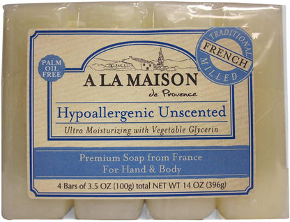 Product image of A LA MAISON Hypoallergenic Unscented Bar Soap Triple French Milled Natural Moisturizing Hand Soap 3.5 oz 3.5