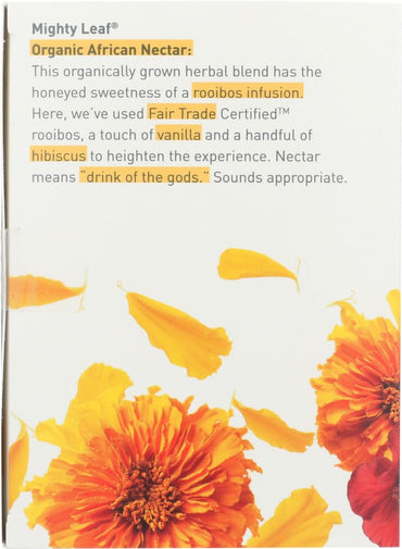 Product image of Mighty Leaf Organic African Nectar Tea Rooibos Herbal Blend Fruity Notes 1.32 oz 15 Pyramid Pouches 1.32 oz