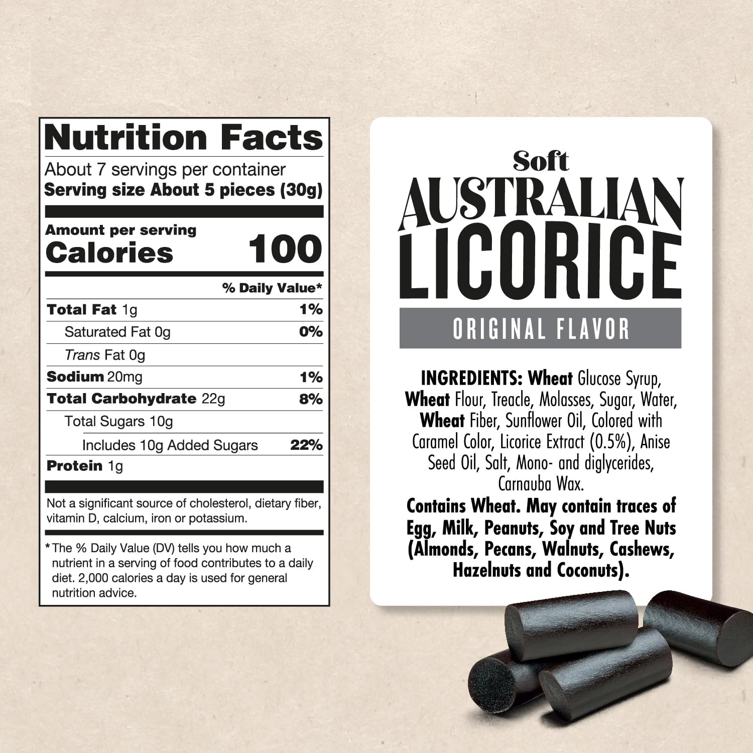 Product image of Darrell Lea Soft Australian Licorice Black Flavor Bag Non-GMO Plant Based Chewy Candy Made in Australia 7 oz