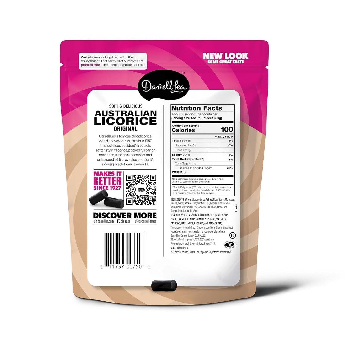 Product image of Darrell Lea Soft Australian Licorice Black Flavor Bag Non-GMO Plant Based Chewy Candy Made in Australia 7 oz