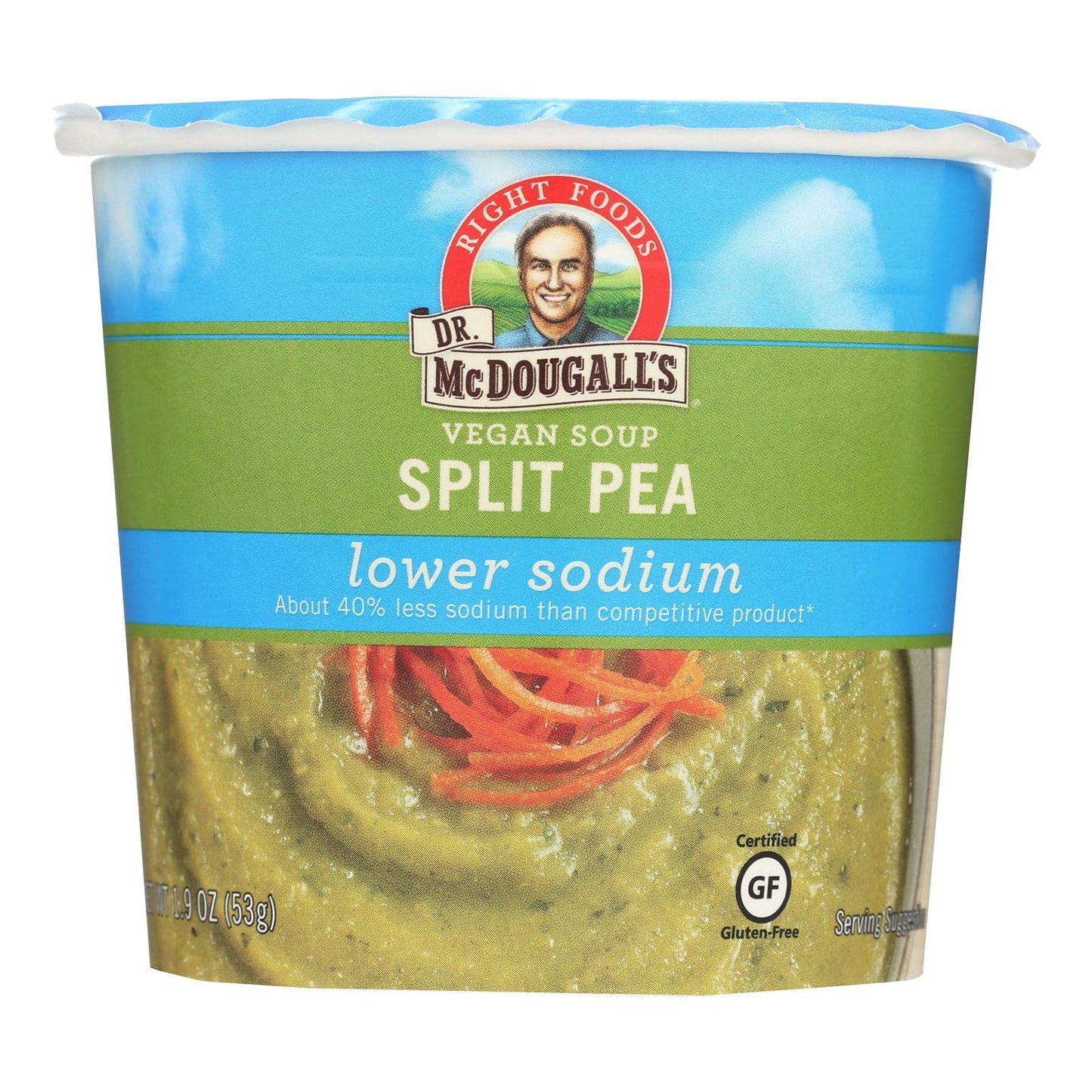 Product image of Dr. McDougall's Right Foods Vegan Split Pea Soup Lower Sodium 1.9 oz Cups 1.9 oz Pack of 6