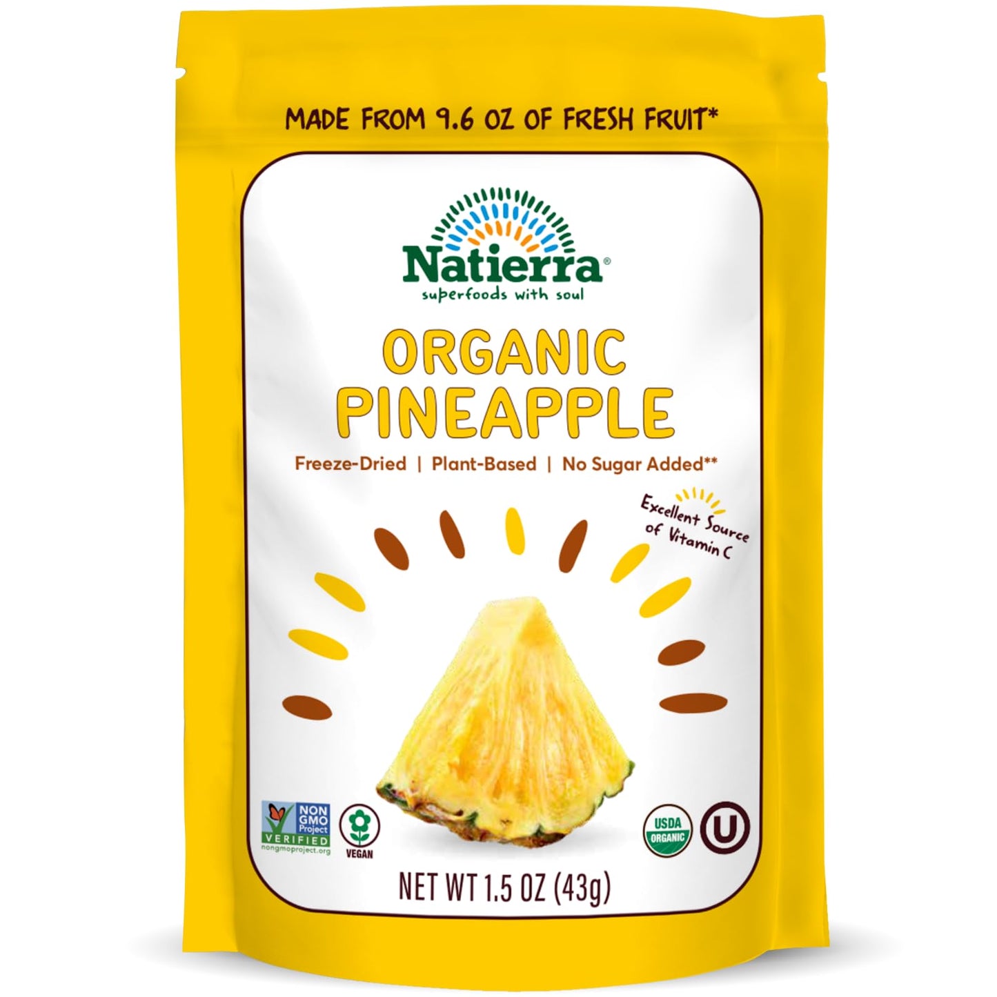 Product image of Natierra Organic Freeze-Dried Pineapples Gluten Free and Vegan 1.5 oz 1.5 oz