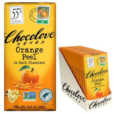 Product image of Chocolove Orange Peel Dark Chocolate Bars 55% Cocoa Premium Belgian Dark Chocolate Non GMO Rainforest