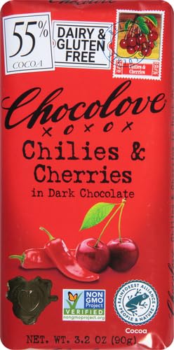 Product image of Chocolove Dark Chilies and Cherry Bar 3.2 oz 3.2 oz