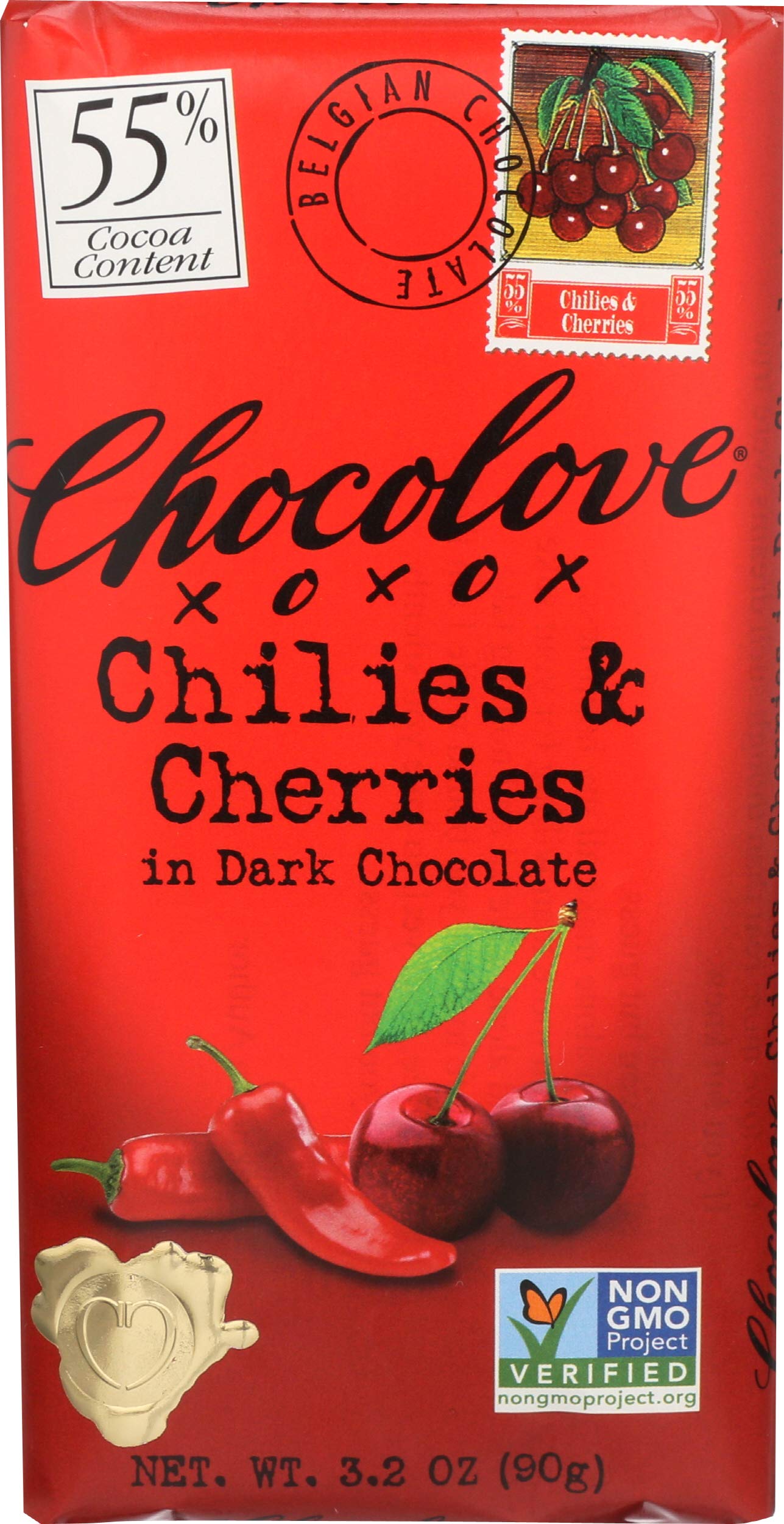 Product image of Chocolove Dark Chilies and Cherry Bar 3.2 oz 3.2 oz