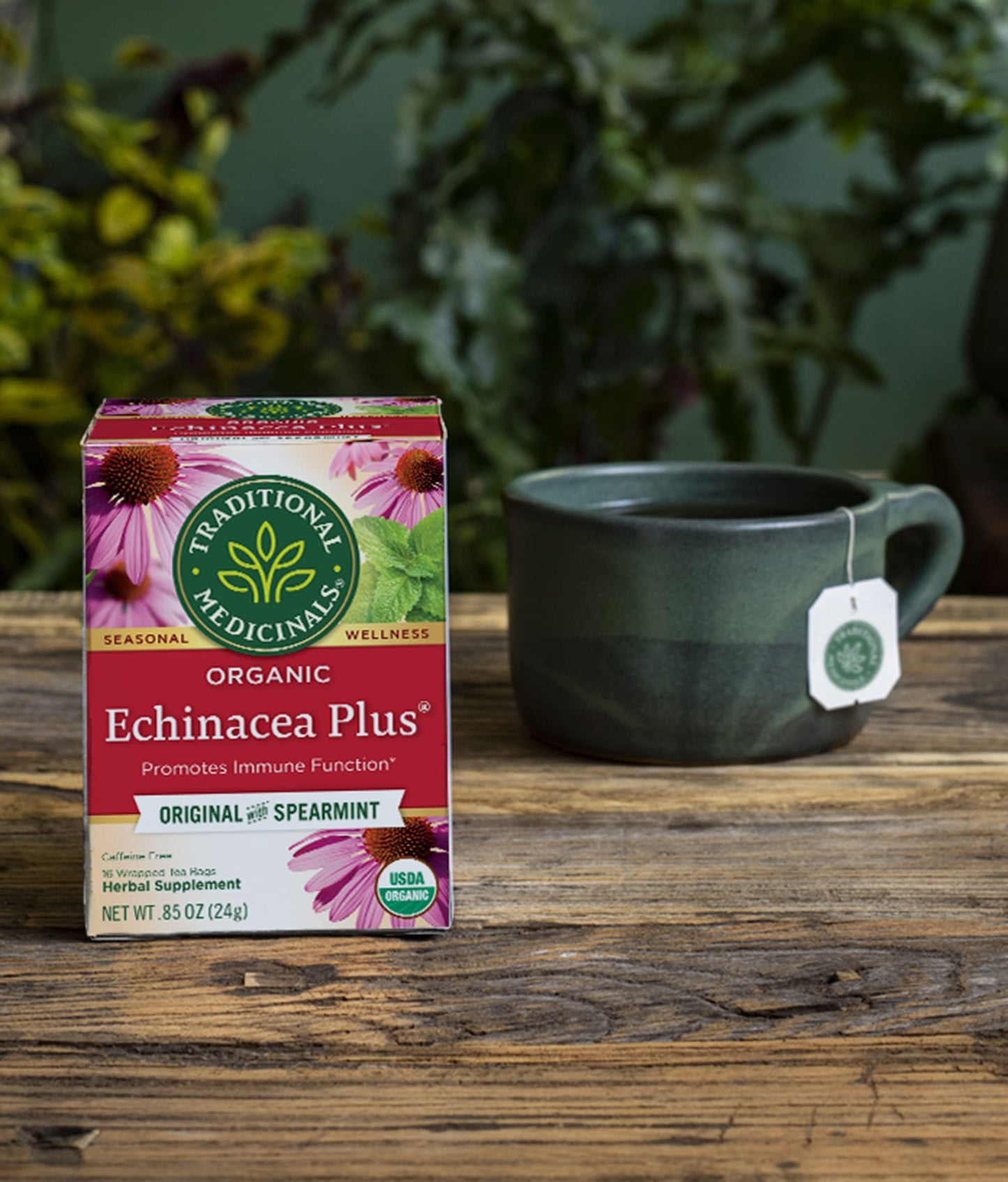 Product image of Traditional Medicinals Organic Echinacea Plus Spearmint Herbal Tea Immune Function Support 48 Tea Bags Total