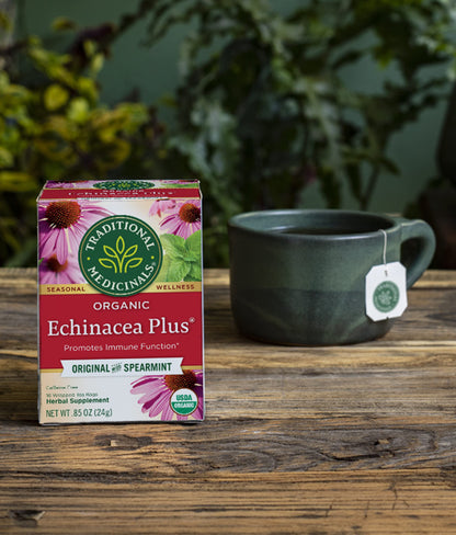 Product image of Traditional Medicinals Organic Echinacea Plus Spearmint Herbal Tea Immune Function Support 48 Tea Bags Total