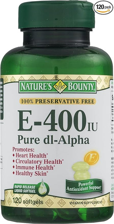 Product image of Nature's Bounty Vitamin E-400 IU Pure dI-Alpha Softgels 120 ct 120 Count