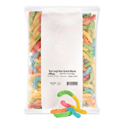 Product image of Albanese Candy Sour Large Neon Gummi Worms 4.5 lb Bag