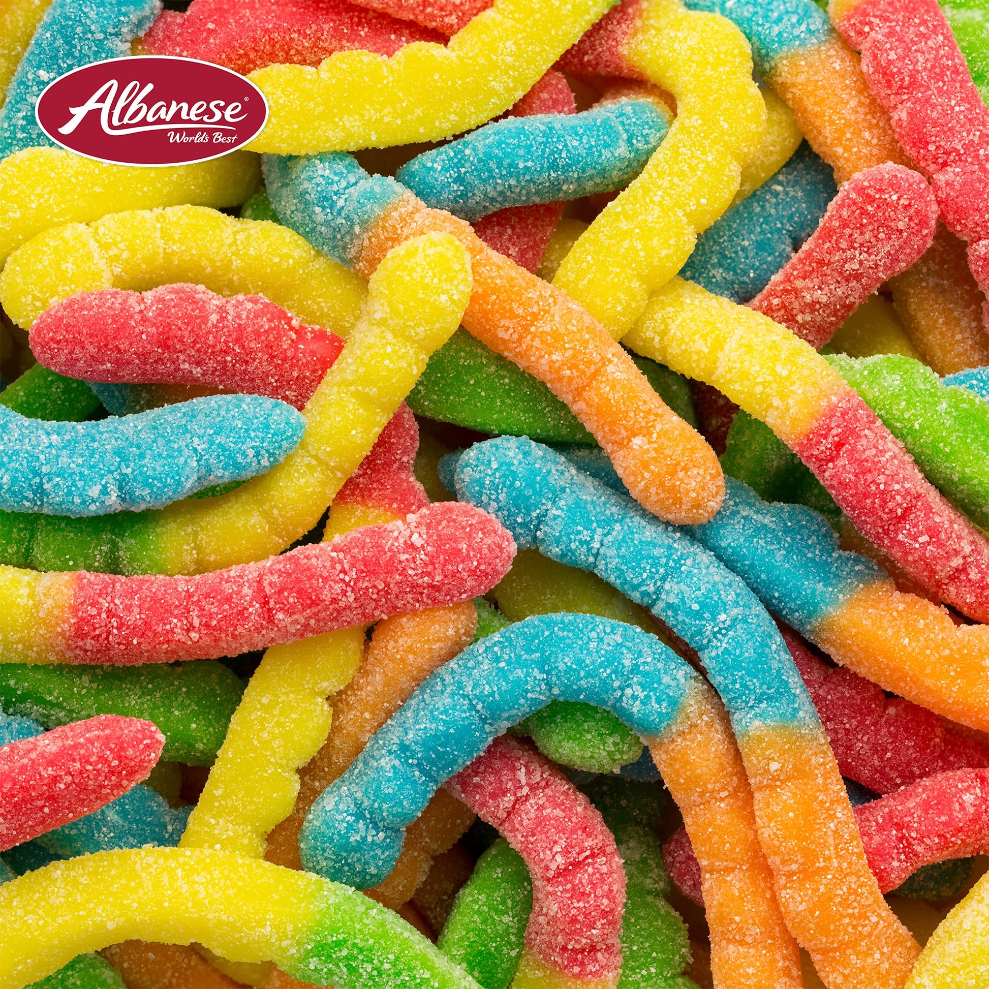 Product image of Albanese Candy Sour Large Neon Gummi Worms 4.5 lb Bag