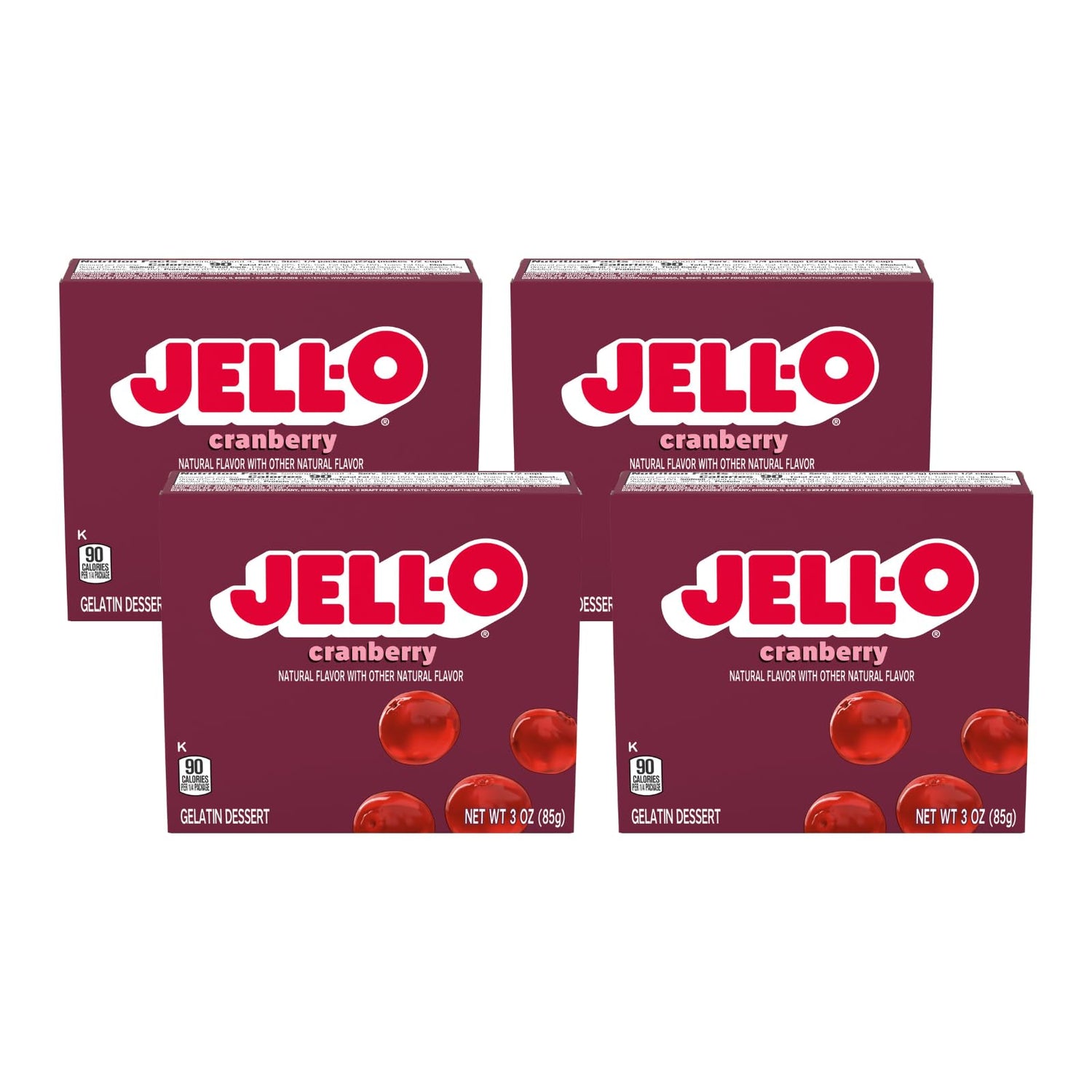 Product image of Jell-O Gelatin Dessert Cranberry Flavor 3-oz Boxes Pack of 4