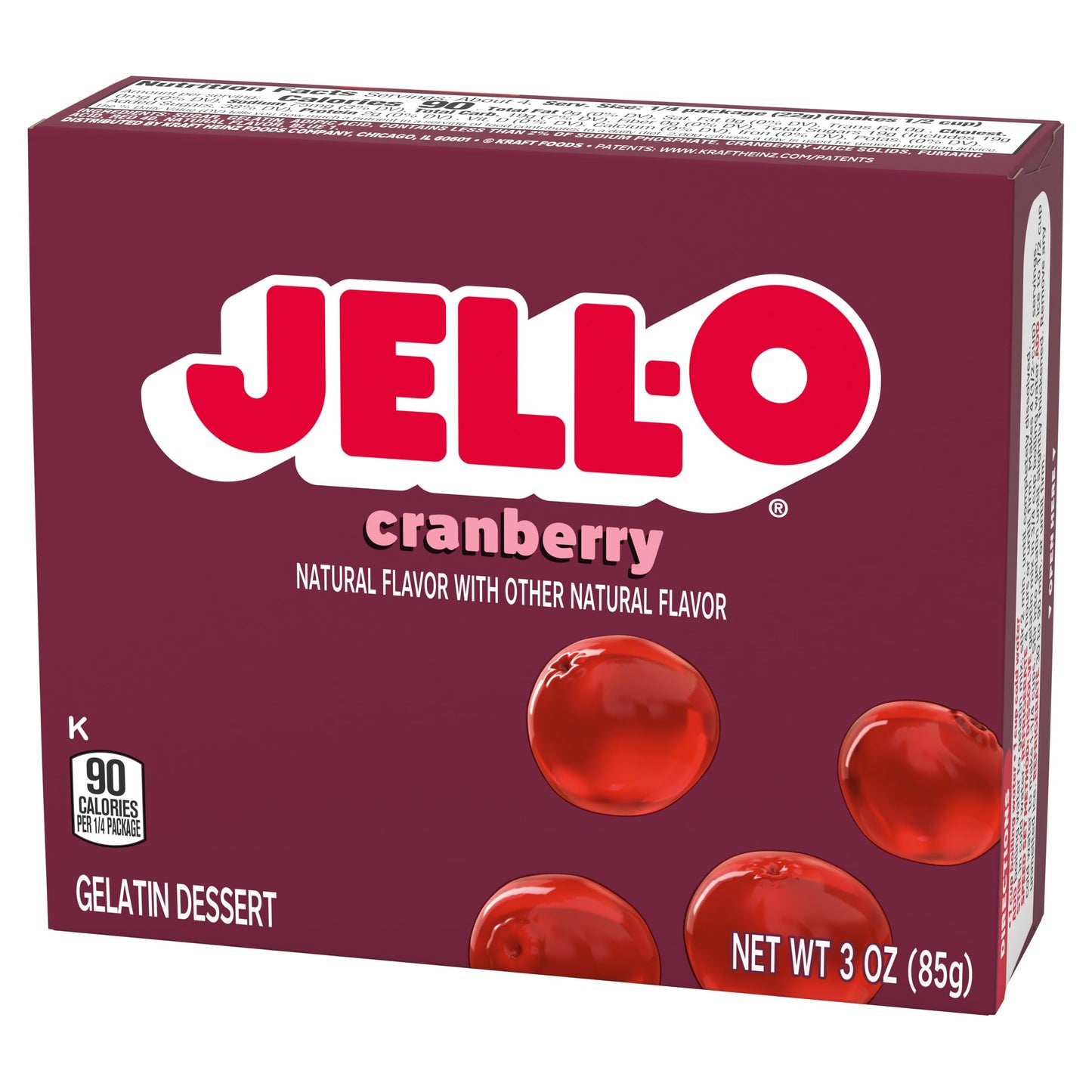 Product image of Jell-O Gelatin Dessert Cranberry Flavor 3-oz Boxes Pack of 4