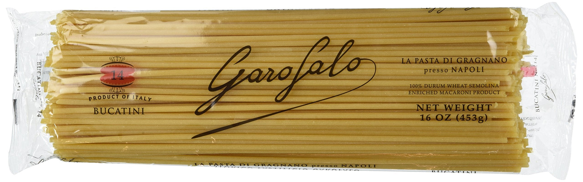 Product image of GAROFALO Premium Durum Wheat Semolina Bucatini Pasta Italian Made Bronze-Drawn Al-Dente One-Ingredient Pasta