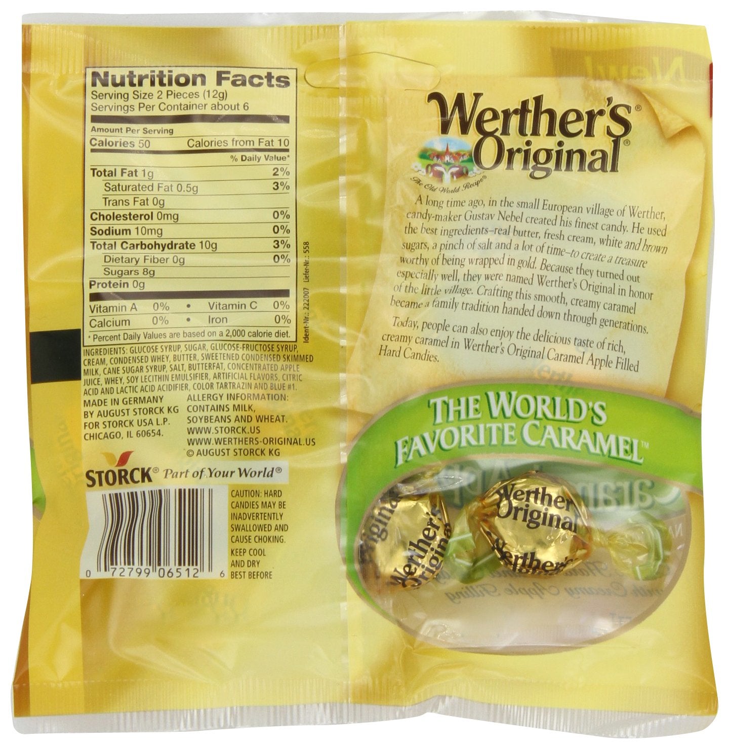 Product image of Werther's Original Caramel Apple Filled Hard Candy Individually Wrapped Bags 2.65 oz 2.65 oz Pack of 12