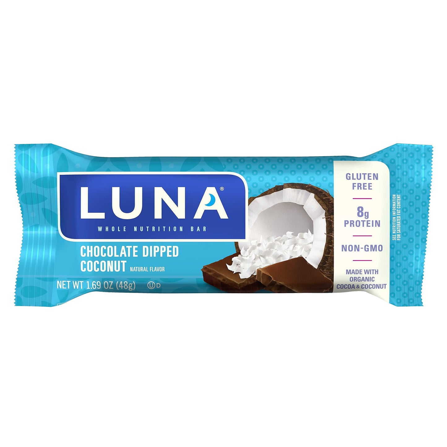 Product image of CLIF Bar LUNA BAR Gluten Free Snack Bars Chocolate Dipped Coconut Flavor Protein Non-GMO Plant-Based