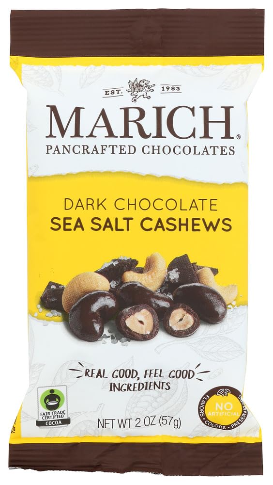 Product image of Marich Premium Dark Chocolate Sea Salt Cashews 2.3-oz Pack of 12