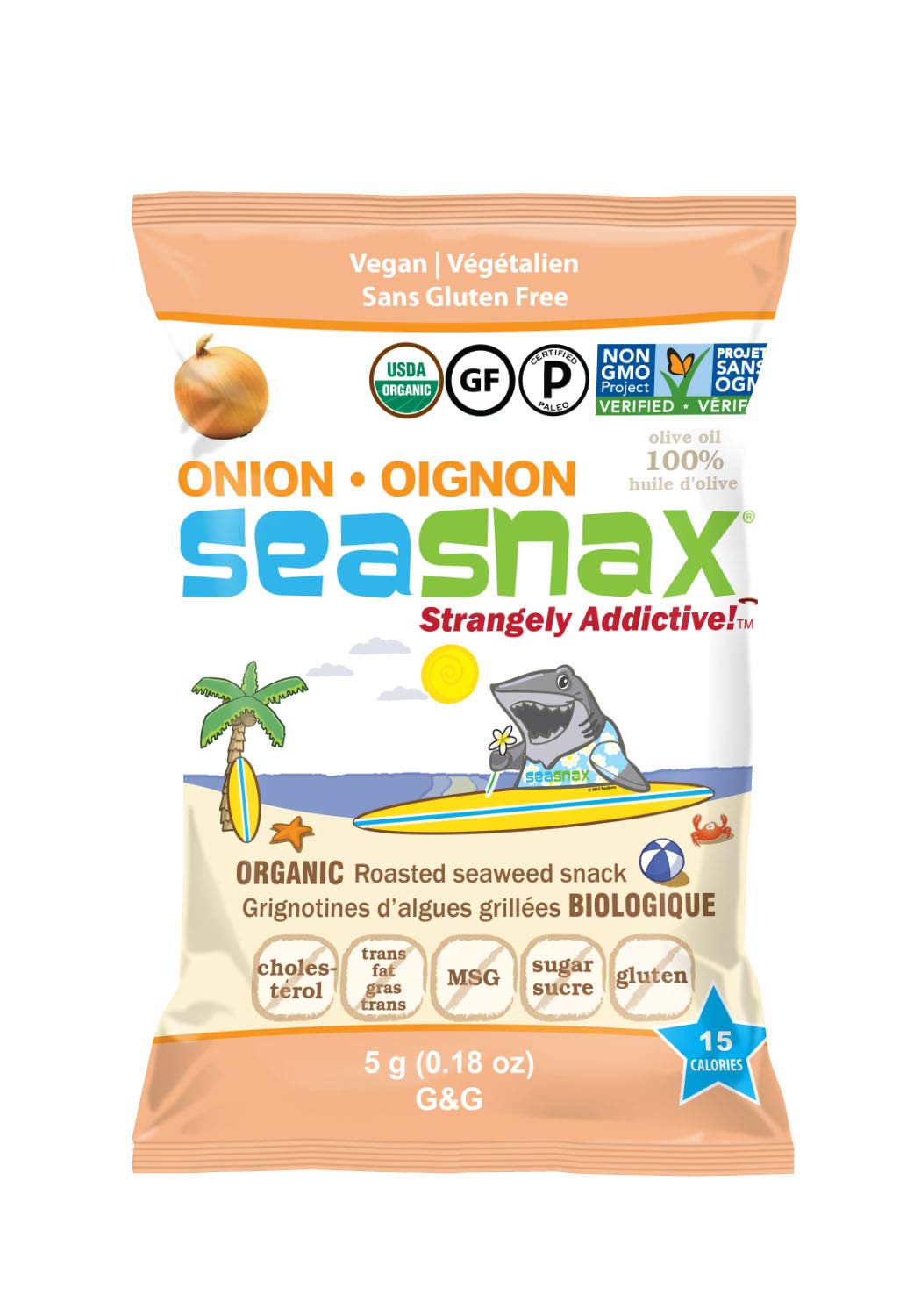 Product image of SeaSnax Organic Roasted Seaweed Snack Onion Flavor 0.18 oz 0.18 oz Pack of 6
