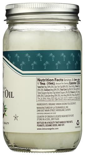 Product image of La Tourangelle Organic Virgin Unrefined Coconut Oil Great for Cooking Baking Hair and Skin Care 14 fl oz 14