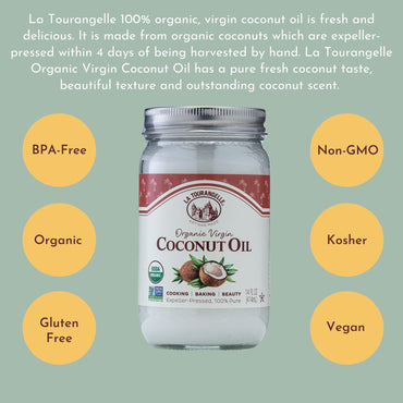 Product image of La Tourangelle Organic Virgin Unrefined Coconut Oil Great for Cooking Baking Hair and Skin Care 14 fl oz 14