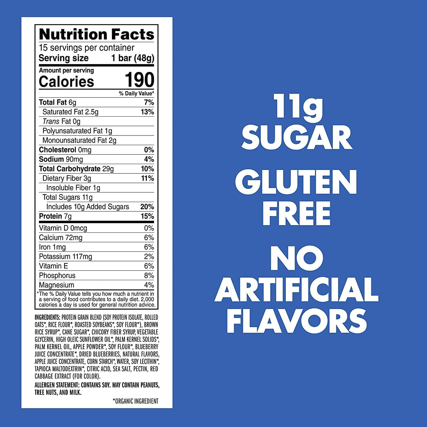 Product image of CLIF Bar LUNA BAR Gluten Free Snack Bars Blueberry Bliss Flavor Protein Non-GMO Plant-Based Wholesome